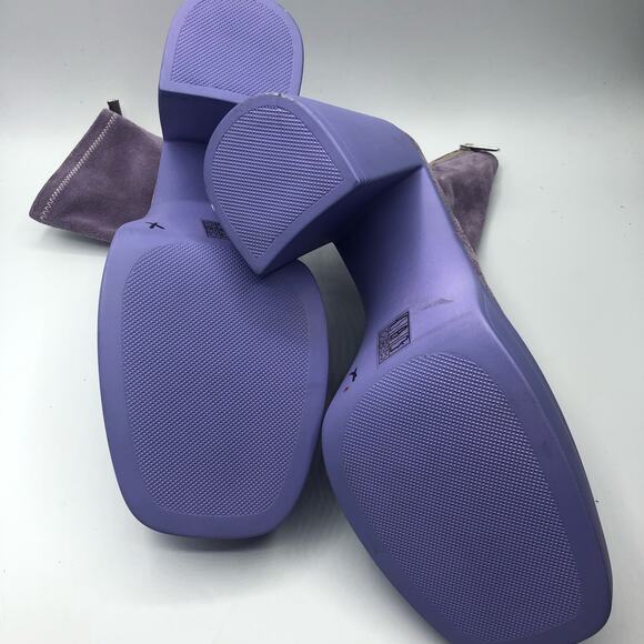Free People Double Stacked Suede Ankle Boot Platform Back Zip Lavender 38.5/8.5 - Picture 11 of 13